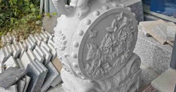 长春芝麻白抱鼓石 庭院抱鼓石