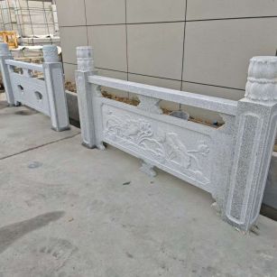 长春芝麻白河道栏杆 石材栏杆