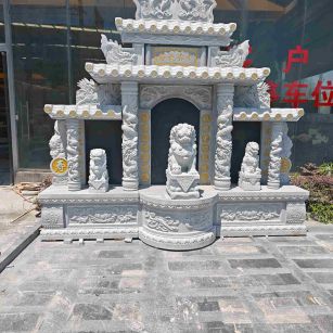 长春芝麻白中国黑石材套墓 花岗岩墓碑