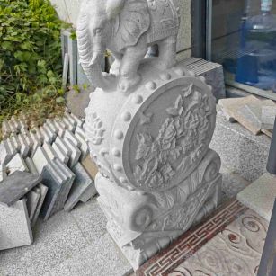 长春芝麻白抱鼓石 庭院抱鼓石